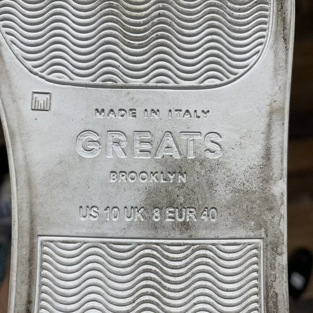 The Greats Brooklyn Laser Etched Italian Black Leather Slip On Sneaker sz 10
